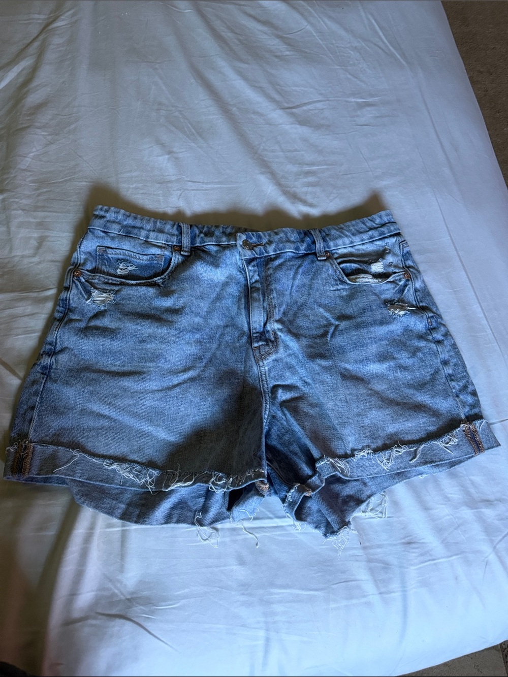 American Eagle Outfitters Distressed Light Blue Denim Jean Shorts